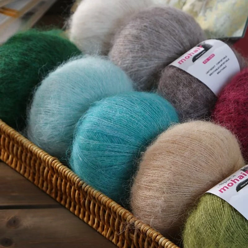 25 جرام من خيوط الألبكة الموهير، خيوط محبوكة يدويًا، مناسبة لصنع البلوزات، سترات مقطوعة، أوشحة، قبعات، شالات يدوية