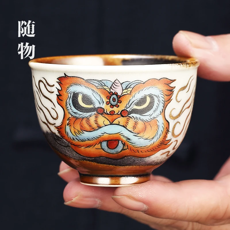 China-Chic Lion Dance Master Chaishao Tea Cup High Grade Jingdezhen Single Cup Personal Bowl Large Size CeramiC Tea Set