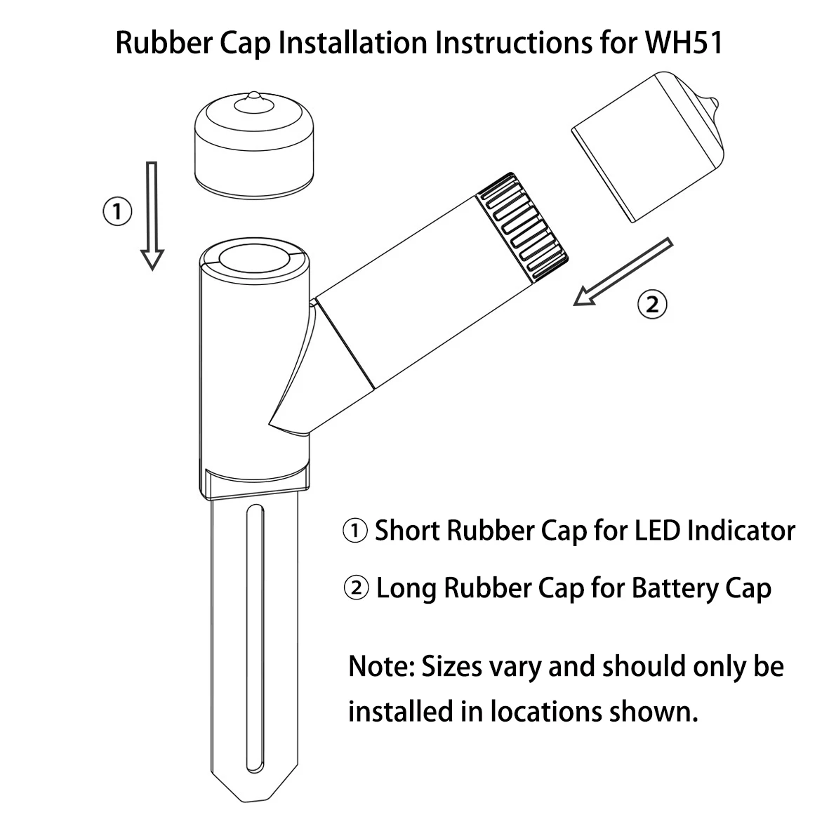 1 Pair Rubber Cap Cover Set for Ecowitt WH51, Protect LED Indicator and Battery Cap, Cap Covers Only, Sensor not included