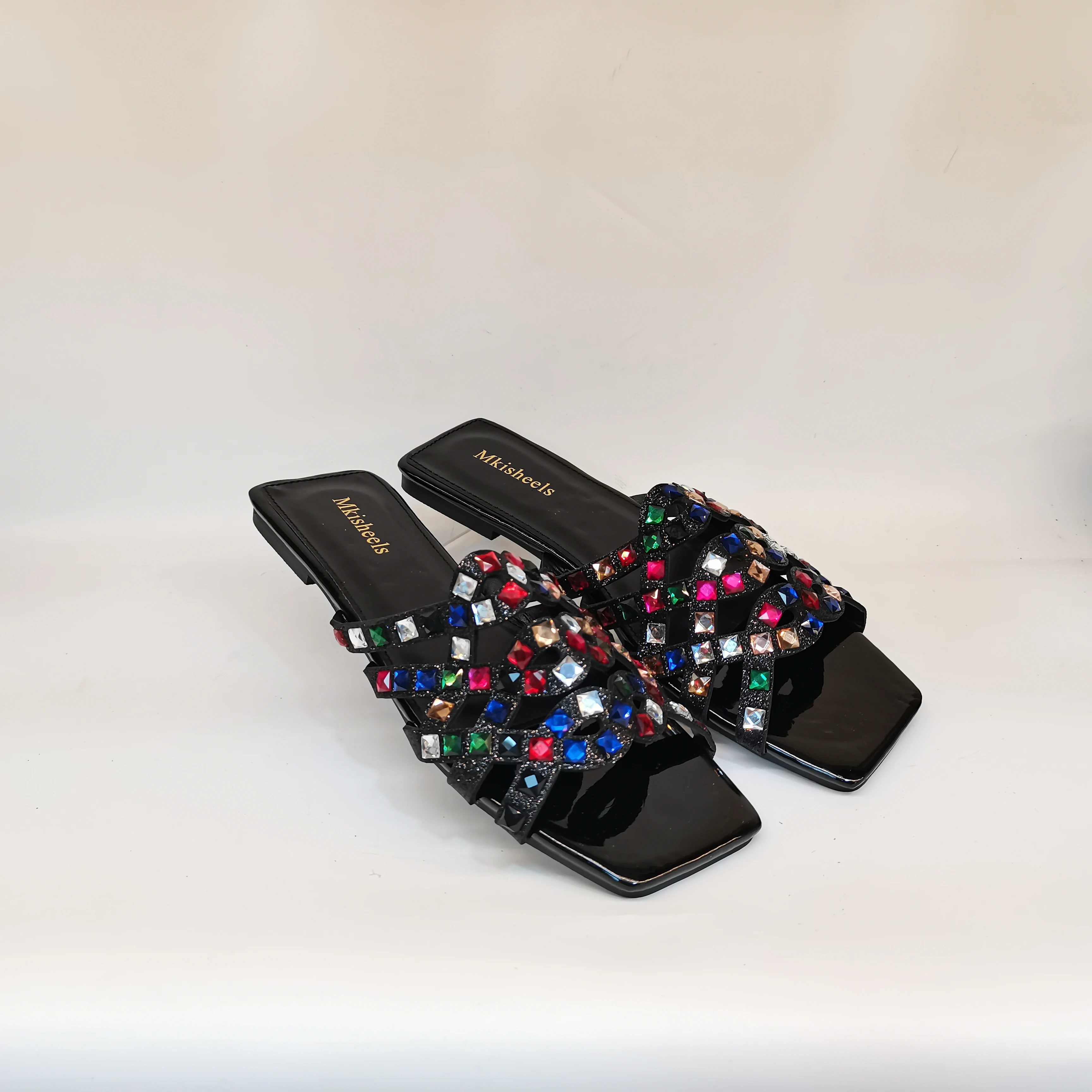 2025 جديد أنثى موضة شقة حجر الراين النعال مريحة عدم الانزلاق في الهواء الطلق صنادل شاطئ جميلة النعال غير رسمية F5-1013-2 #4