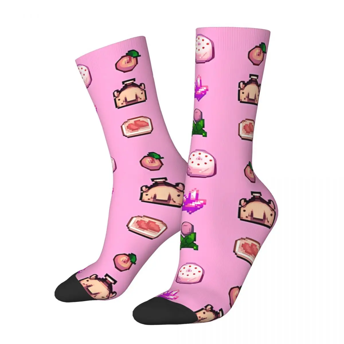 Happy Funny Pink Pattern Men's Socks Retro Harajuku Stardew Valley Hip Hop Novelty Casual Crew Crazy Sock Gift Printed