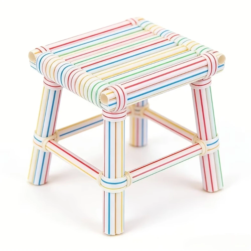 100-10000 Stück flexible, gestreifte, geflochtene, wiederverwendbare Bastelstrohhalme, biegbare Rohre für Kranz-, Skulptur-, Kunstbedarf, Webkorbherstellung – Detail 2