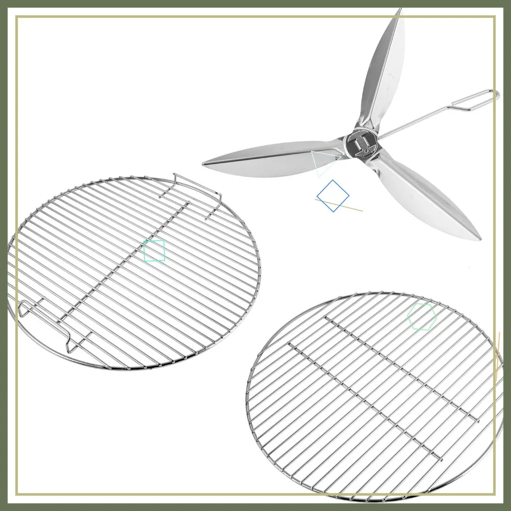 22 Inch Charcoal Grill Grate Replacement Kit for Kettle Grills, Stainless Steel Cooking Grate & Cleaning System