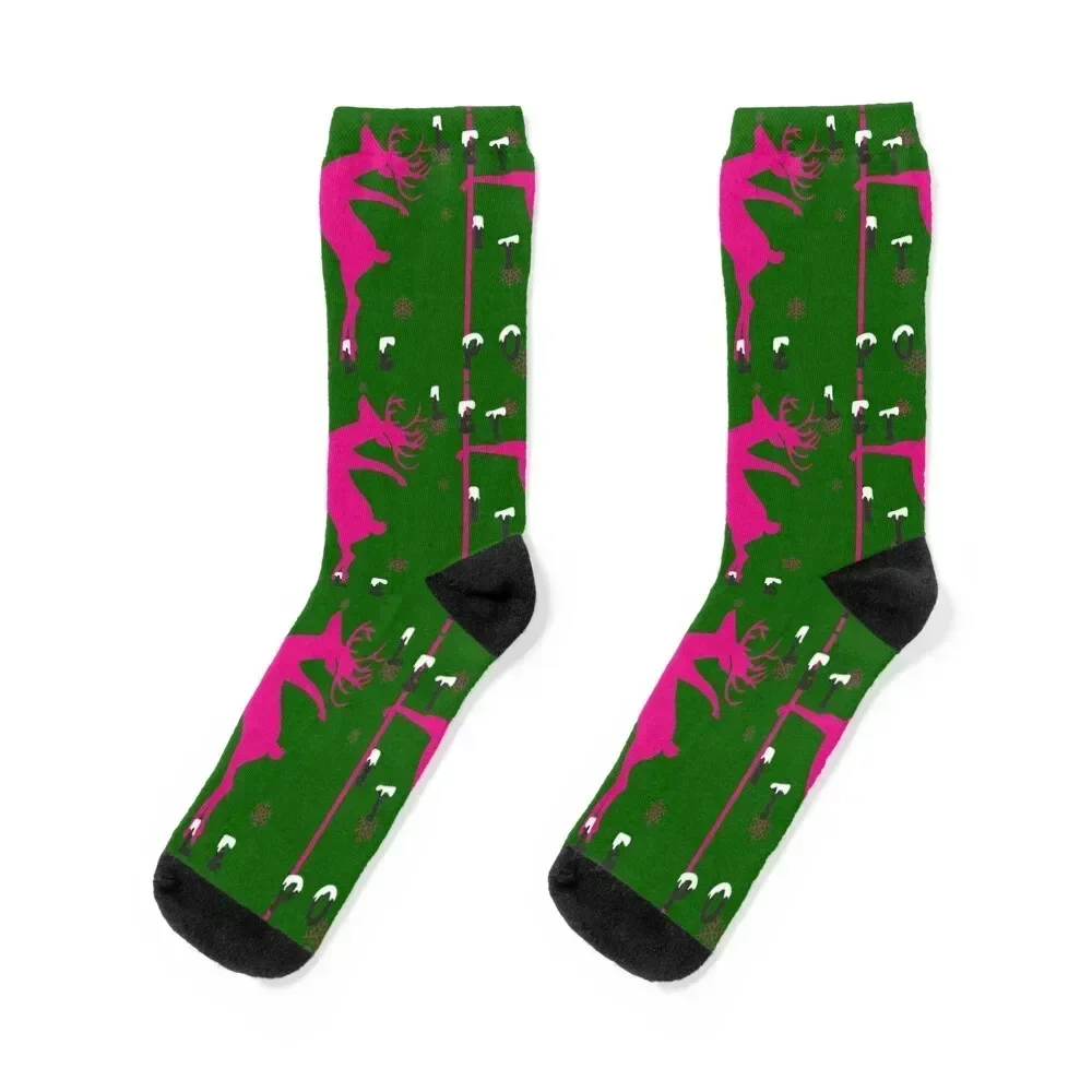 Let IT POLE Pole dance Christmas reindeer Socks funny sock Argentina Men's Socks Women's