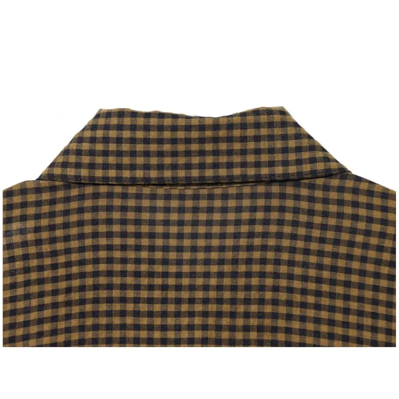 Damska koszula w kratę na wiosnę i jesień, luźna, modna, z kołnierzykiem, wiązana na dół, nowa kolekcja 2026, damska, codzienna, w stylu vintage.