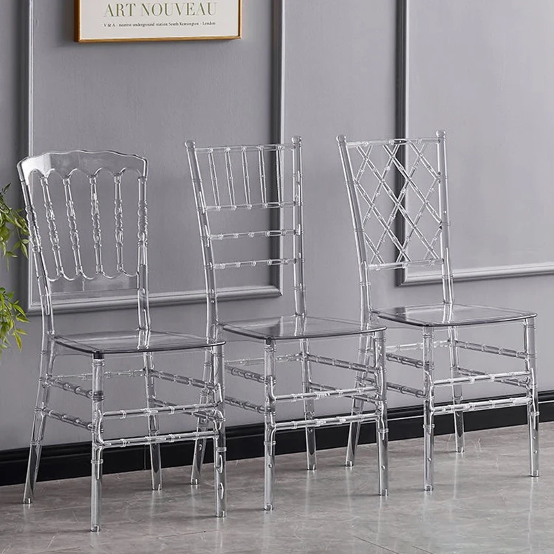 Acrylic Transparent Crystal Dining Chairs in Hotel Banquet Halls Wedding Outdoor Activity Plastic Chair Dining Room Furniture