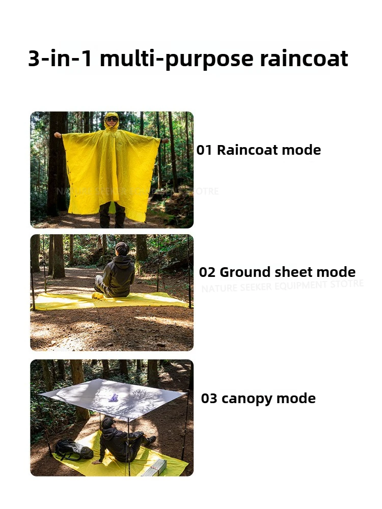 15D/210T Regenmantel Wasserdichte Regen Poncho Abdeckung Ultraleicht Outdoor Wandern Klettern Shelter Notfall Regenschutz Fußabdruck Plane – Detail 9
