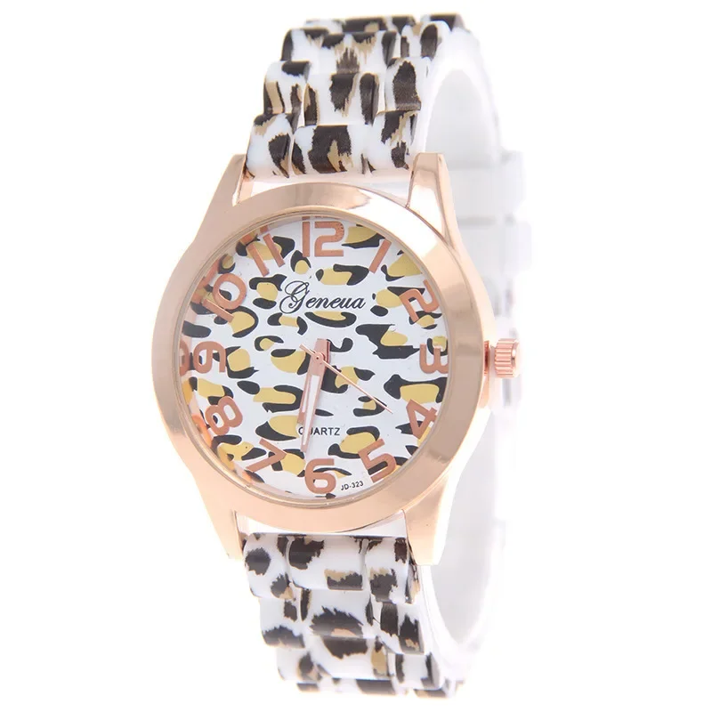 2024 New Fashion Female Quartz Wristwatches Leopard Print Silicone Women Watch Casual Student Watch Leopard Print Color Quartz