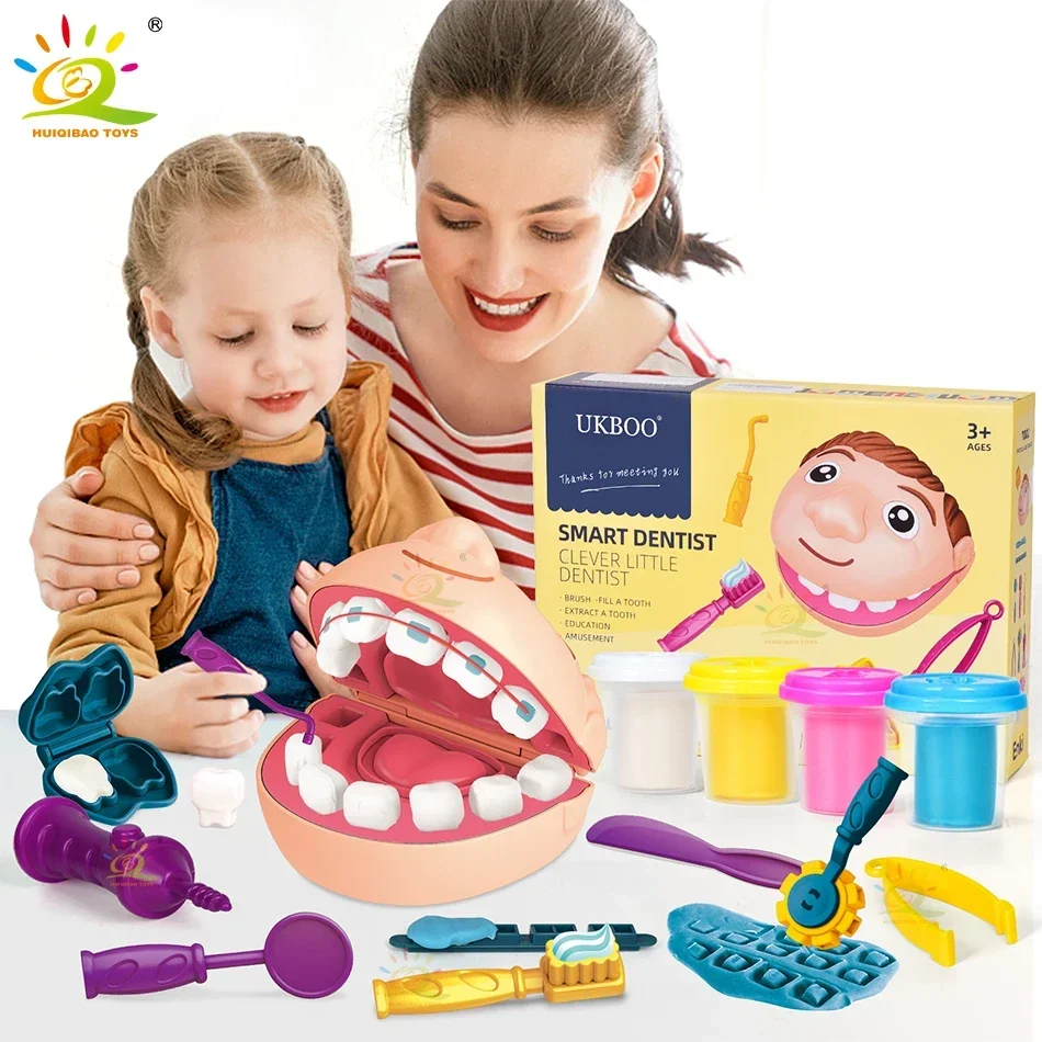 

Bay Role Play House Pretend Doctor Dental Mold Toy Plasticine Tooth Simulation Clay Tool Educational Toys for Children Kids Gift