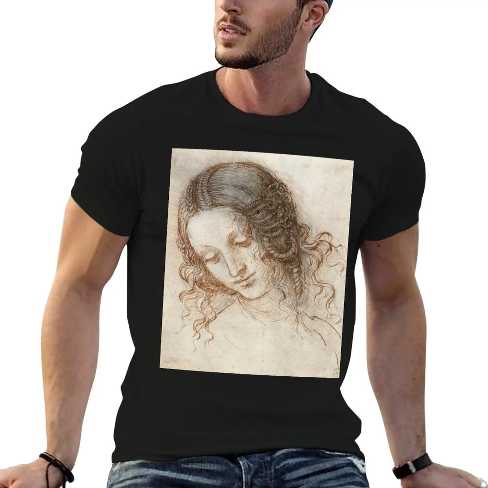 

Leonardo da Vinci - Head of Leda T-Shirt men t shirt cotton 100% t shirt custom print T-Shirt