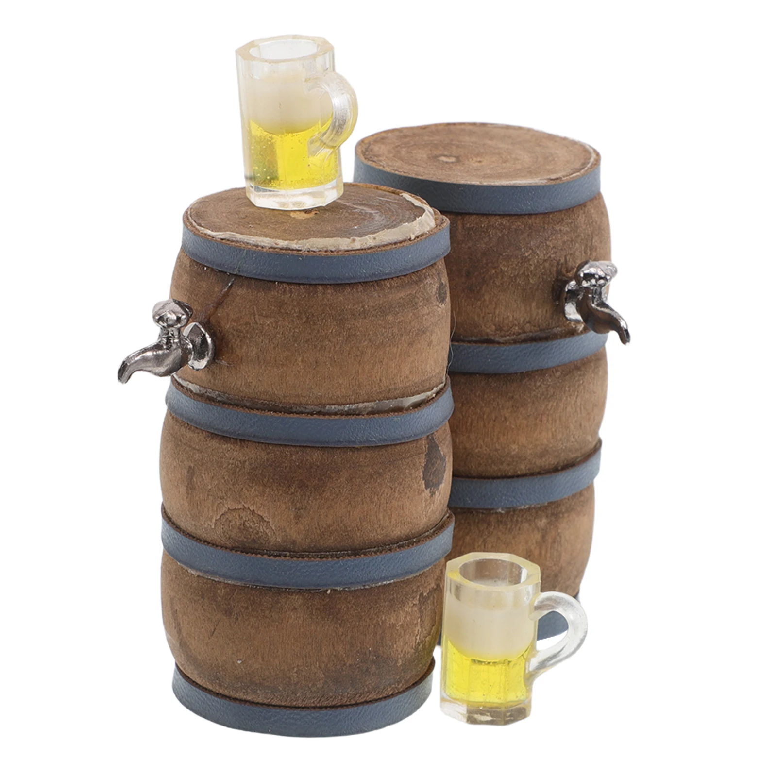 

2 Sets Miniature Cellar Decoration Bar Decorations Wooden Realistic Beer Cups