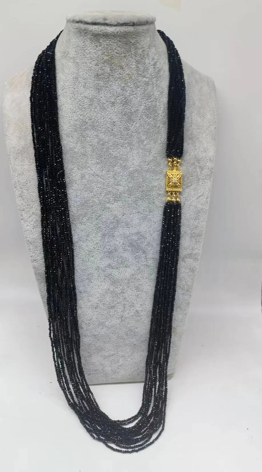 

15 рядов, зеленый, черный шпинель, круглый граненый свитер 3 мм, ожерелье 90 см, женские украшения, вечерние, свадебные