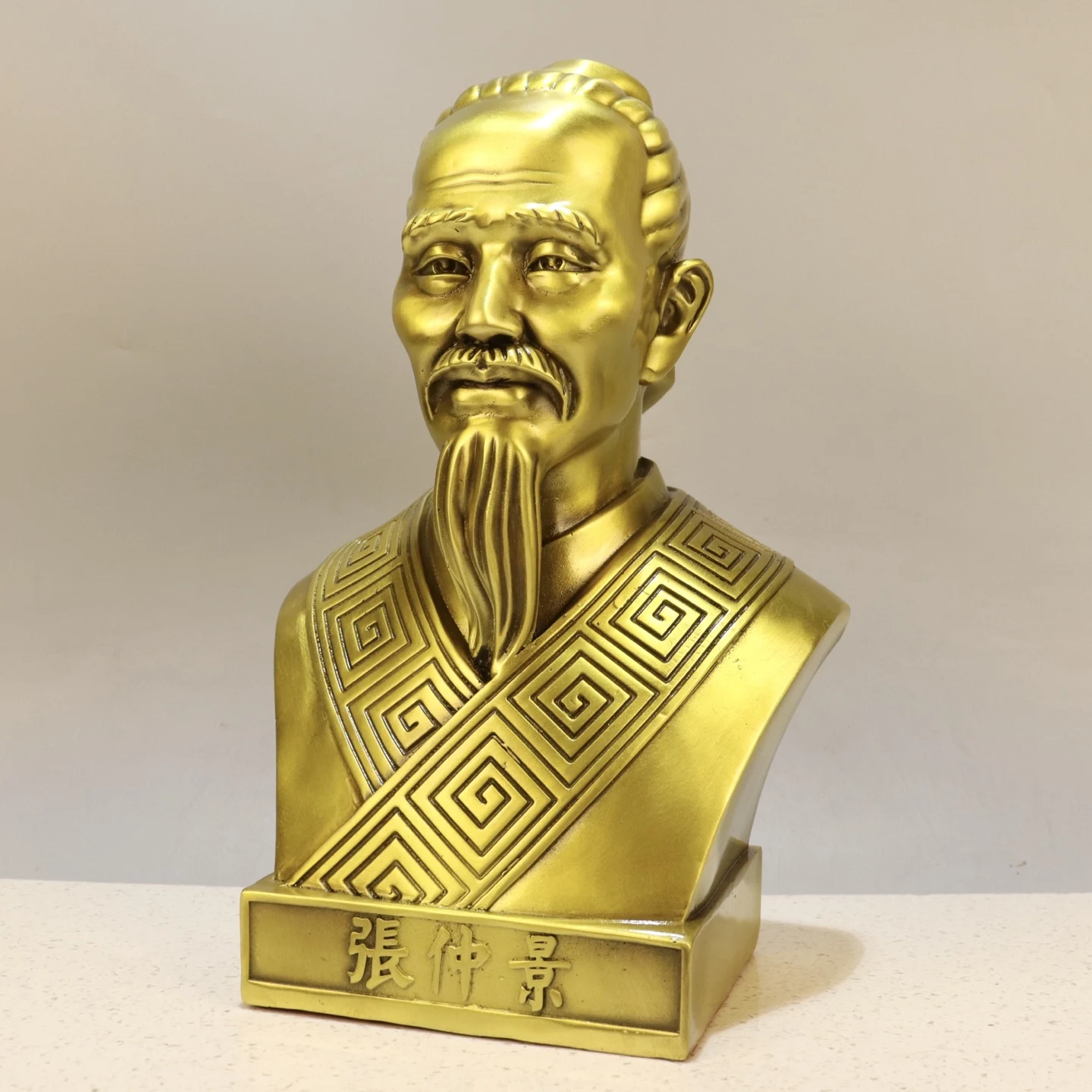 Brass high-end Precision Copperware Zhang Zhongjing Miracle Doctor heal the wounded and rescue the dying Half body Head Statue