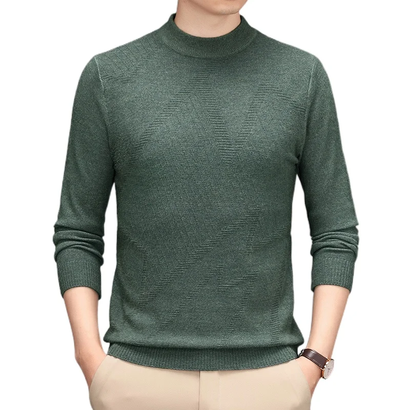 Мужской свитер с круглым вырезом, однотонный пуловер из искусственной шерсти с длинными рукавами, зима 2023