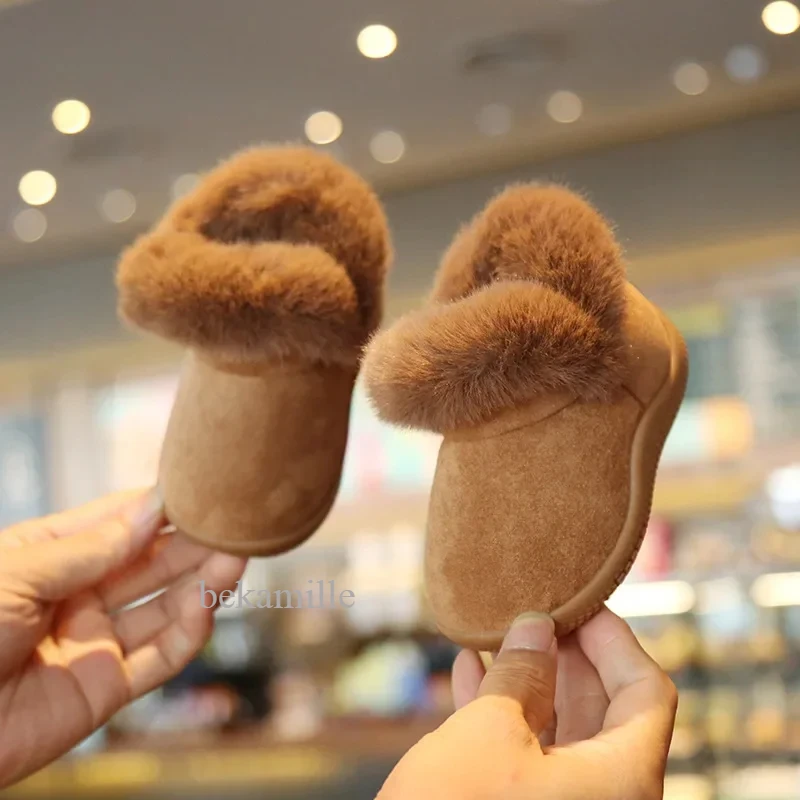 Plüsch Warme Kinder Schnee Stiefel Baby Mädchen Schuhe Baumwolle Schuhe Erste Wanderer Rutschfeste Säuglingsstiefel