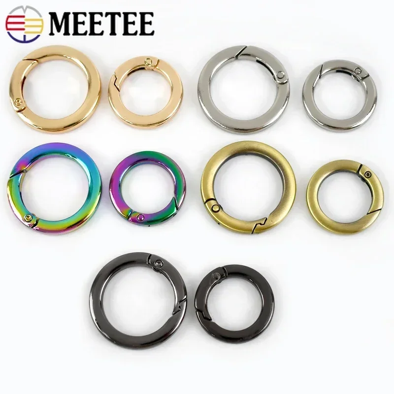 5/10Pcs 16-38mm Spring Snap O Ring Metal Buckles Flat Round Coil Clasp Openable Keyring Buckls Bagstrap Connector Hook Accessory