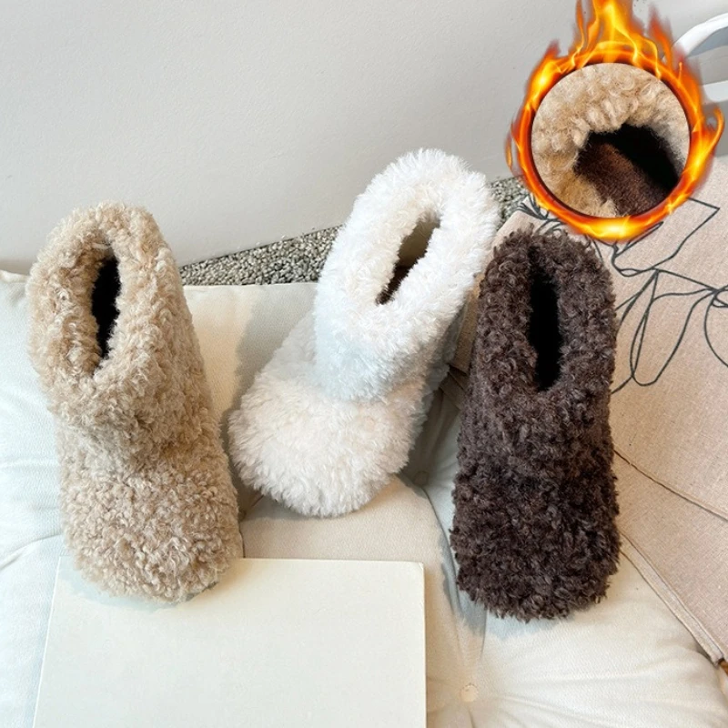 

Зимняя детская обувь 2025Новые волосатые и бархатные ботинки в стиле ретро, детские противоскользящие удобные мужские и женские зимние ботинки, универсальные теплые короткие ботинки