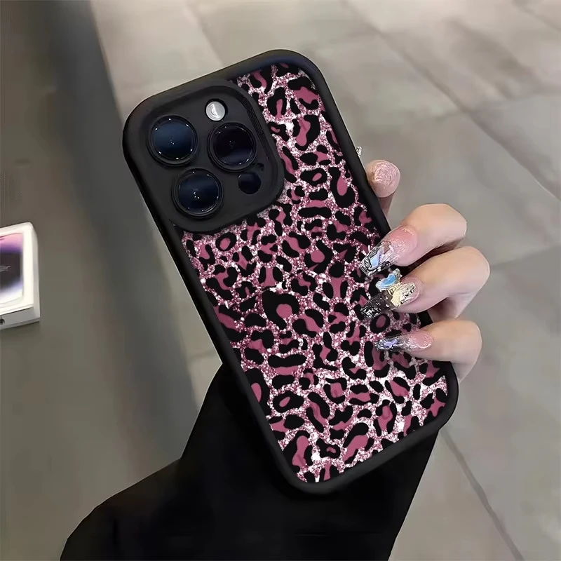 Pink Leopard Print Trendy Phone Case For Samsung Galaxy A17 A07 A06 A26 A16 A06 A35 A55 A25 A05s A15 A54 4G 5G Soft Back Cover