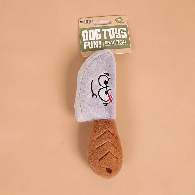 Funny Face Plush Dog Toy Squeaky Interactive Puppy Toys Soft Stuffed Chew Toys for Boredom Relief Self Entertaining Pet Toys - view 5
