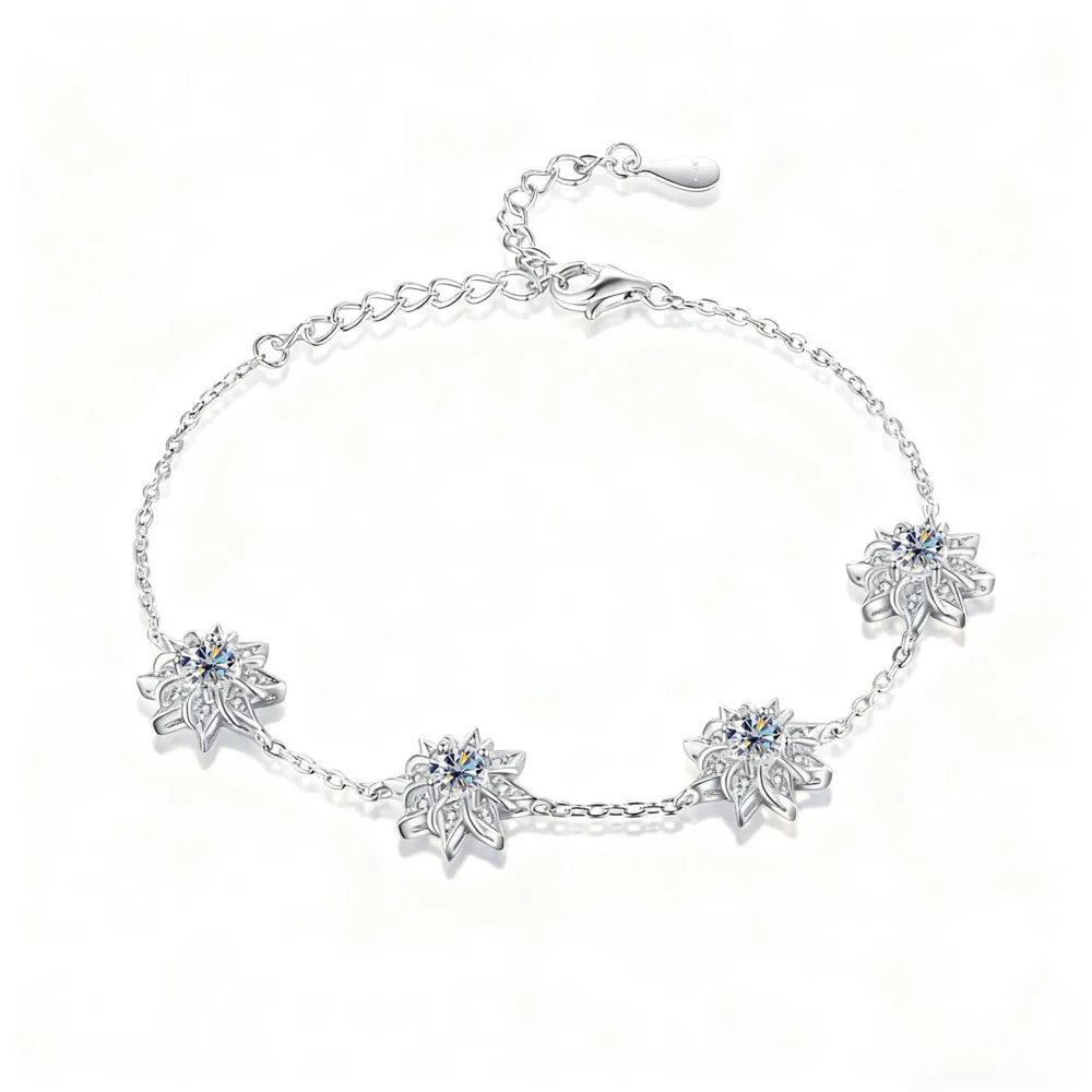 JH 1.2 قيراط 925 فضة مويسانيتي عباد الشمس سوار للنساء الزركون D VVS1 الفاخرة غرامة مجوهرات مختبر سوار من الأحجار الكريمة #1