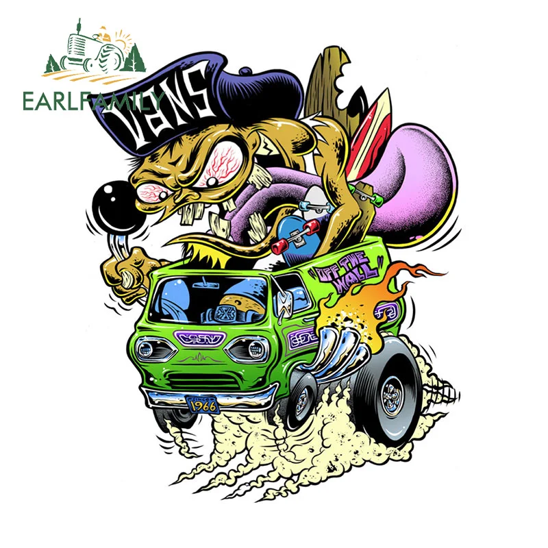 EARLFAMILY 13cm x 10cm V-Twin Engine Head Monster Car Sticker Speed Up & Add Oil Decal Rear Windshield Off-road Trunk Decoration