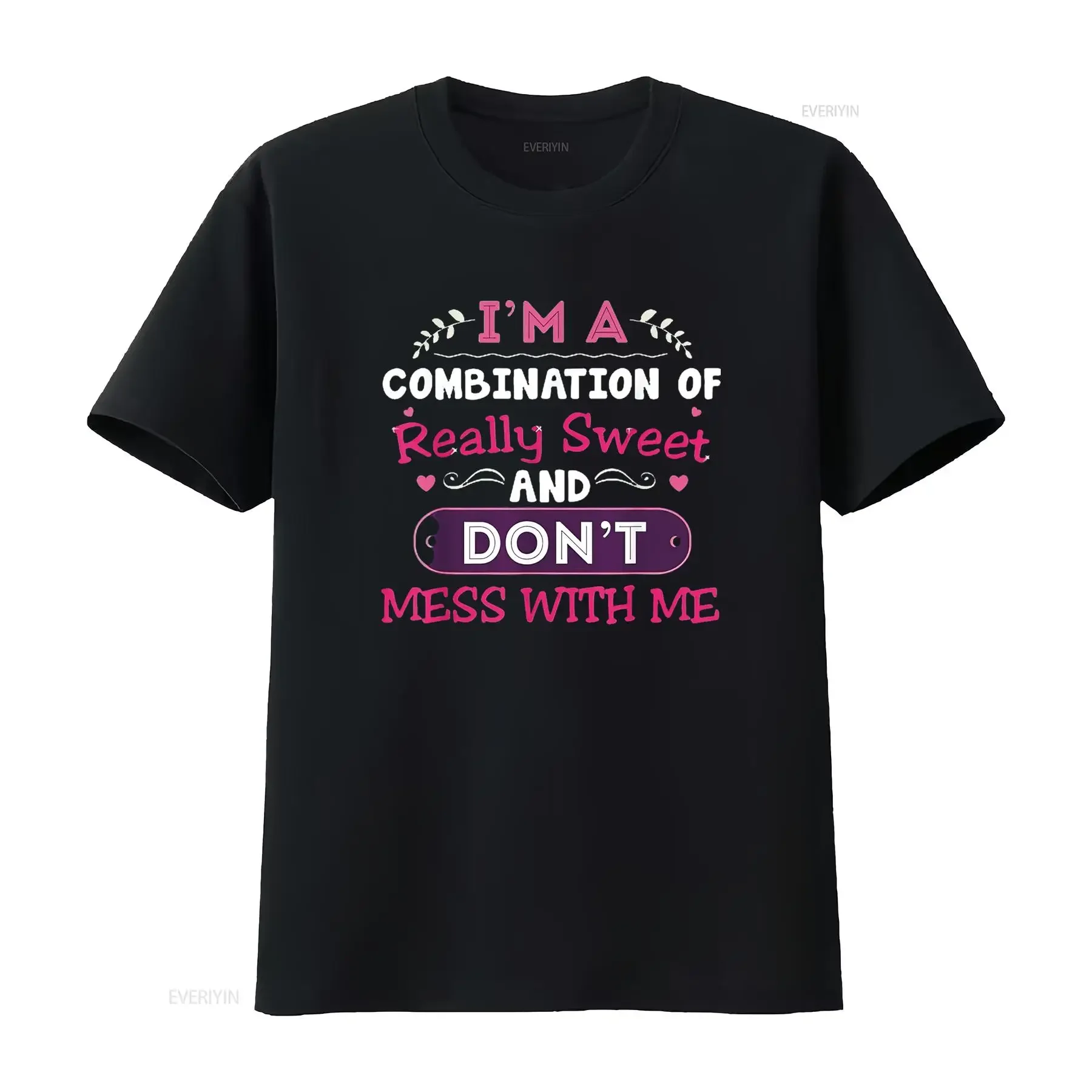 Funny Saying T Shirt I m A Combination Of Really Sweet Humor Womens Black 2XL vintage Washed Stretched Casual fashion Versatile