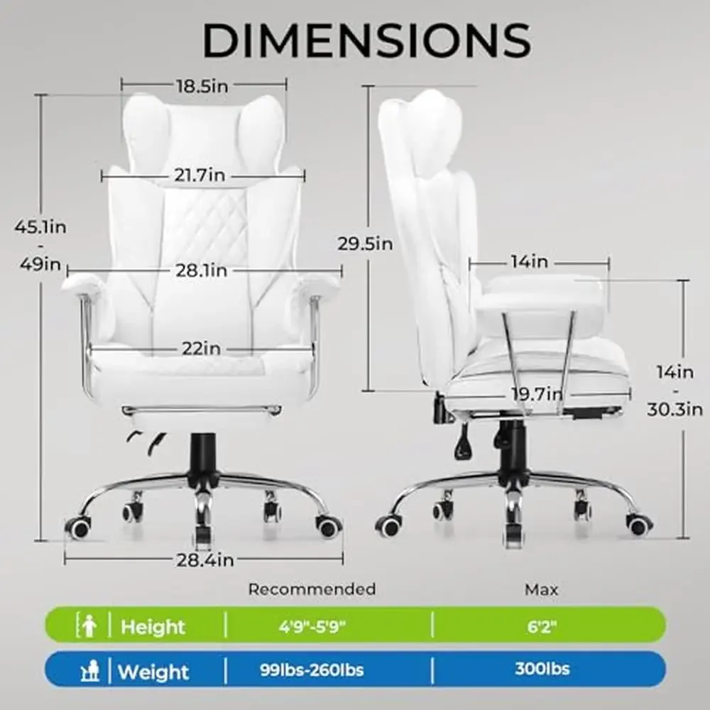 Ergonomic Gaming Chair Office with Lumbar Support Elastic Foam High-Loft Fiber Executive Desk Computer Chair 300lbs Capacity