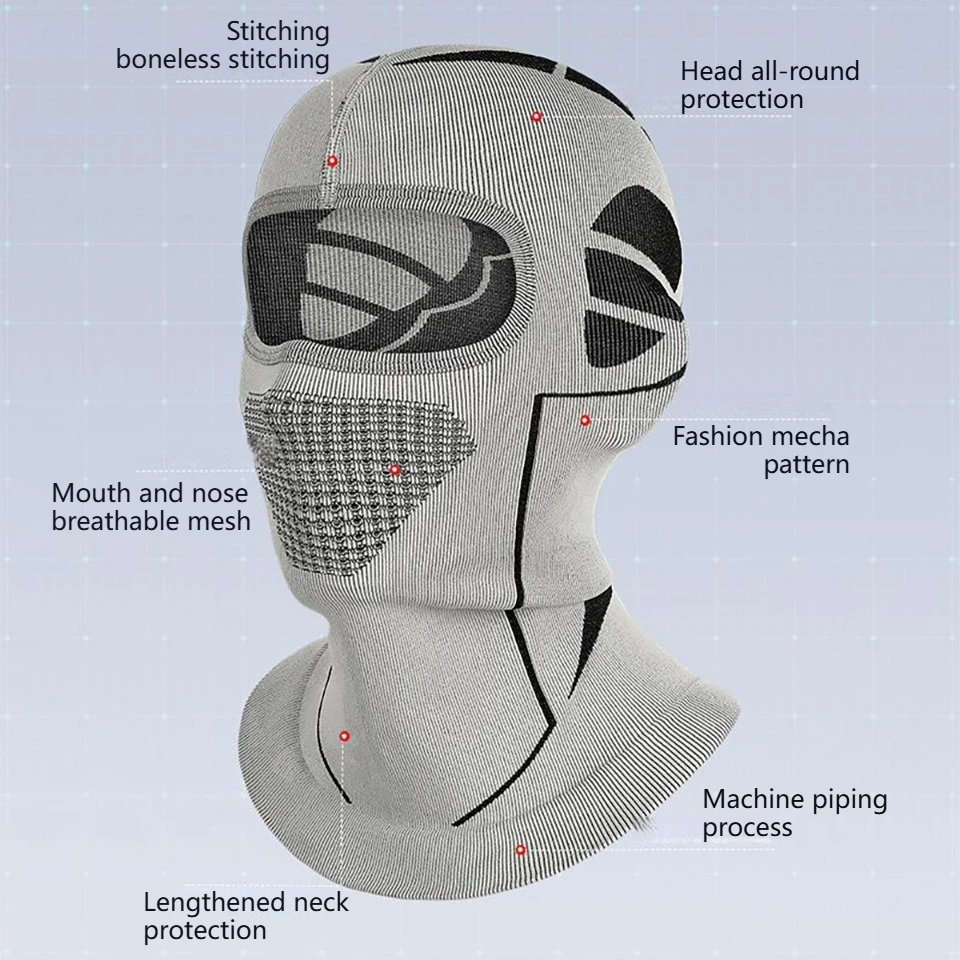Inverno novo balaclava máscara facial para motociclismo, máscara de esqui de inverno, balaclava de cabeça inteira de alta elasticidade sob o capacete tempo frio