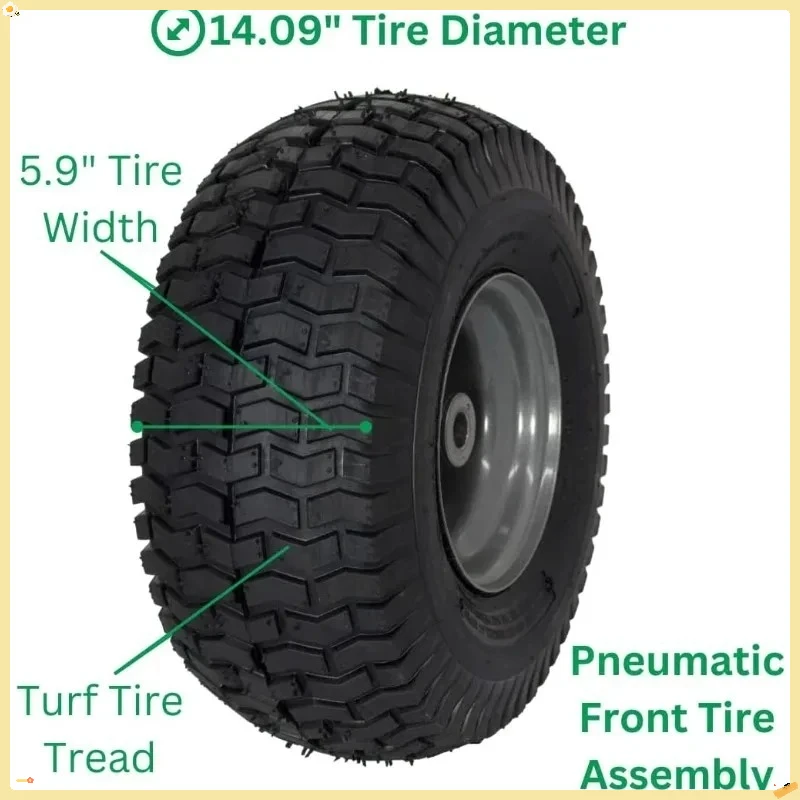 Conjunto de pneus e rodas 15x6.00-6, pneu dianteiro de substituição pneumático para cortador de grama compatível com cortadores de grama