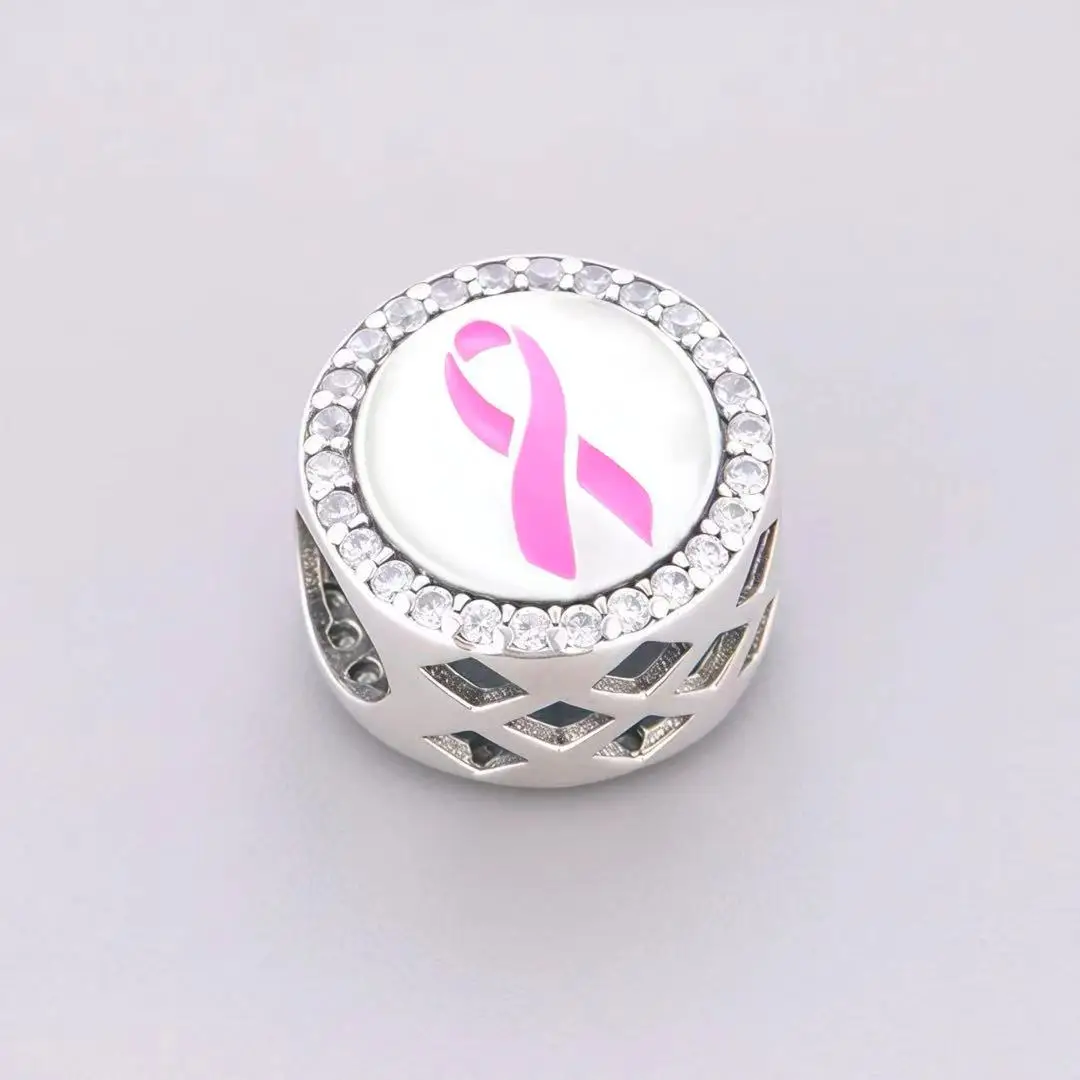 Picture 6: Fit Original Charm Bracelet 925 Silver Hope Faith DNA Serotonin Breast Cancer Awareness Optician Bead For Making Berloque DIY