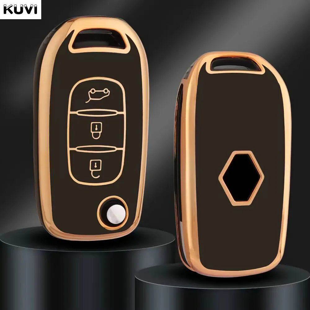 Kuvi For Renault Kadjar Captur Megane Sandero Stepway Logan Clio 5 Arkana 2020 2021 TPU Car Flip Key Case Cover Key Protector