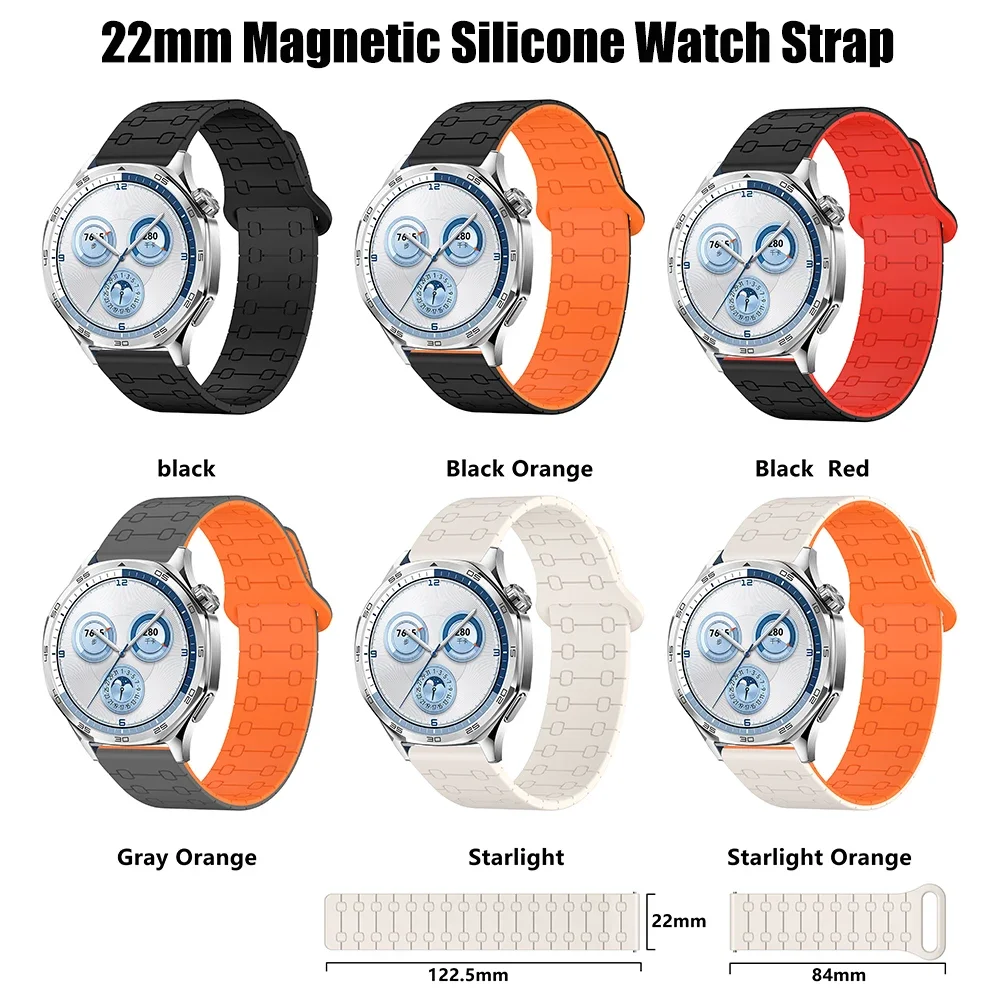 Silicone 22mm Watch Strap for HUAWEI WATCH 5 4 GT 5 Pro Band GT 4 3 SE 2 46mm HONOR Magic Watch4 GS 3 Pro Replacement Bracelet