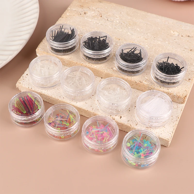 

60Pcs/200Pcs Colorful Anti-allergy Plastic Stud Earrings Anti-blocking Ear Sticks Kit