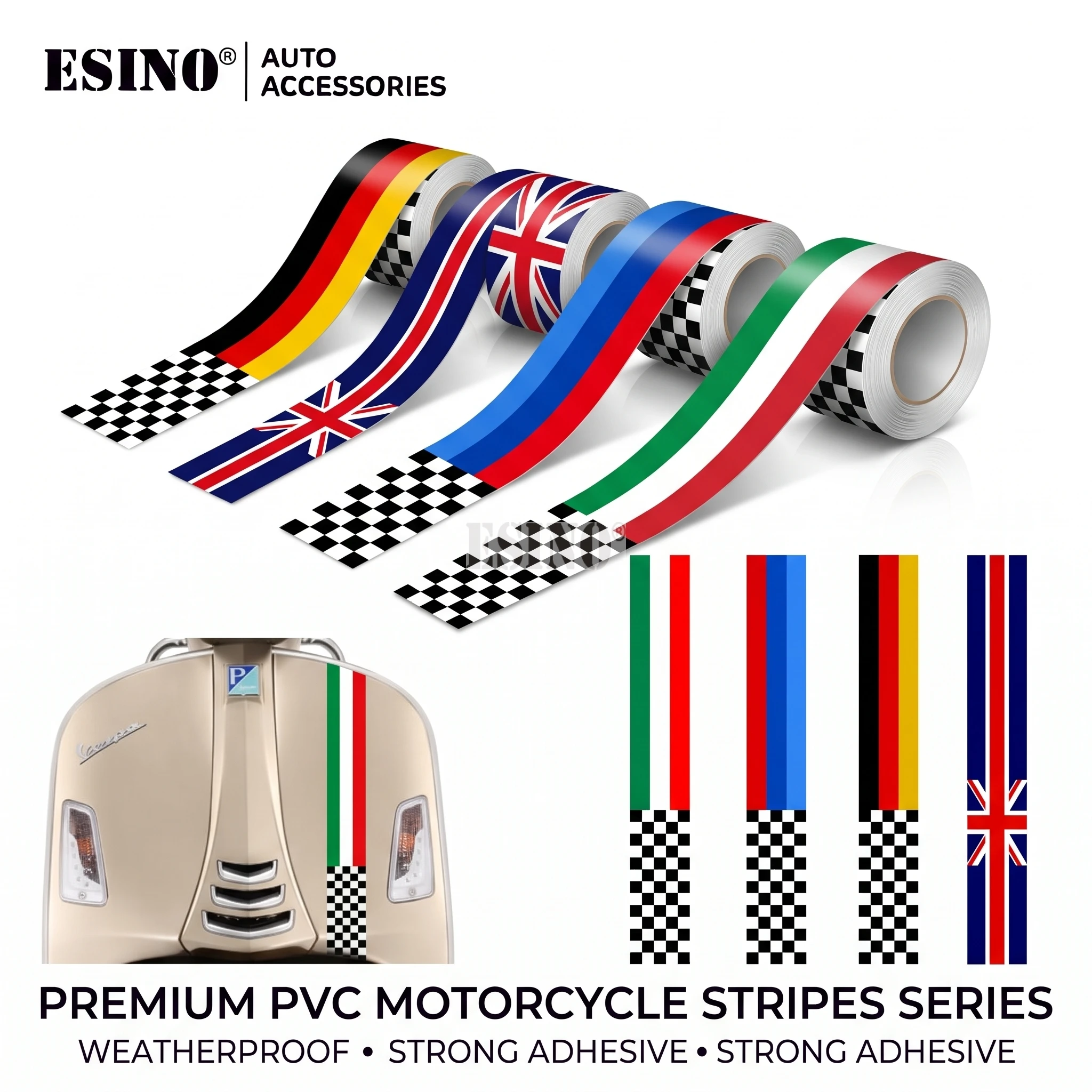 PVC Flag Racing Stripe Decal Sticker Helmet Body Styling Wrap Accessories for Motorcycle 65x5cm