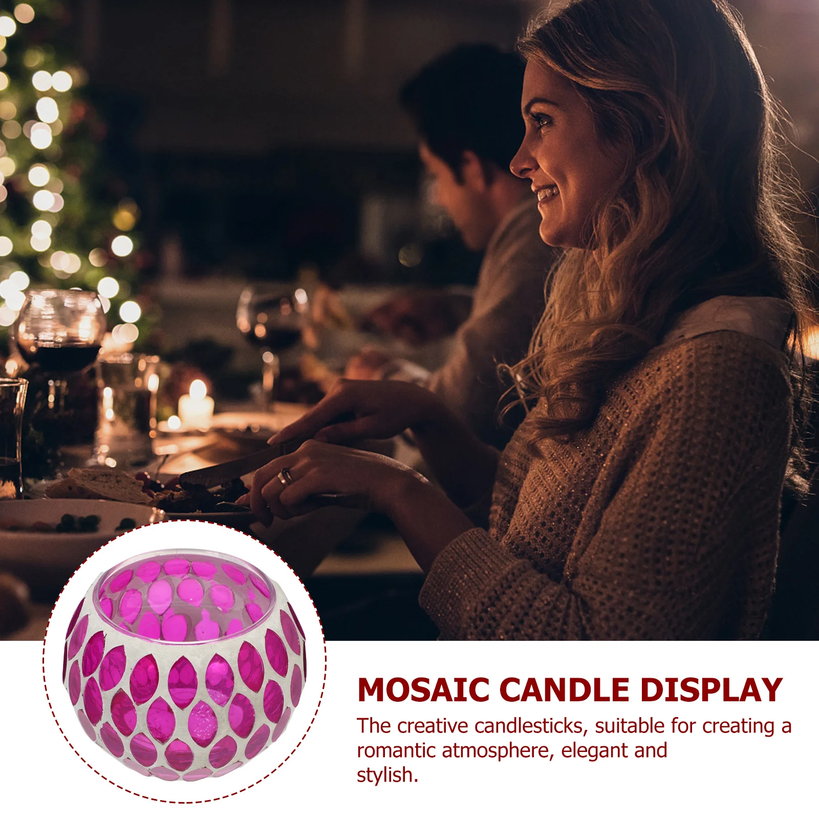 

Votives Glass Holders for Table Candleholders Colorful Mosaic Candlestick