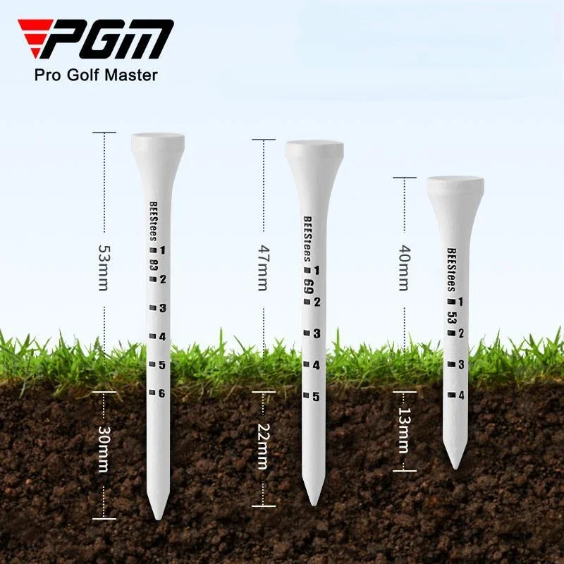 PGM Golf Wood Tee Limit Adjustable Height Ball Pin Depth Mark Tees QT029