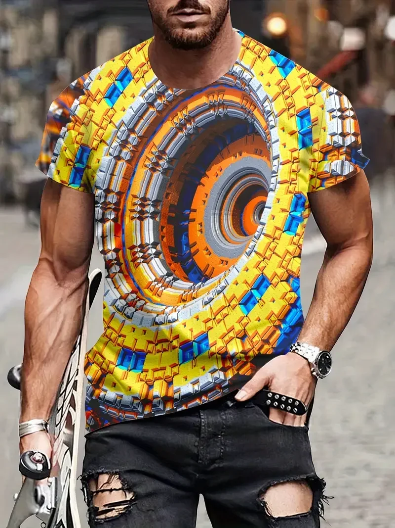 

Visual Illusion 3D Print T Shirt Mens Designer Clothes Summer Women Casual Street Short Sleeve Tops Funny Oversized Kids Tees