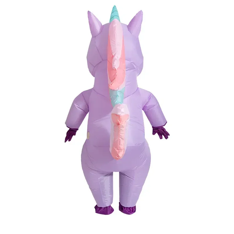 Purple Unicorn Inflatable Costume Adult Kids Rainbow Halloween Costumes for Wommen Men Adult Carnival Mascot Christmas Cosplay