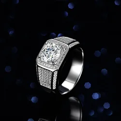 Boutique PT950 platinum full diamond moissanite ring fashionable 2 carat atmospheric boss mens ring platinum diamond ring