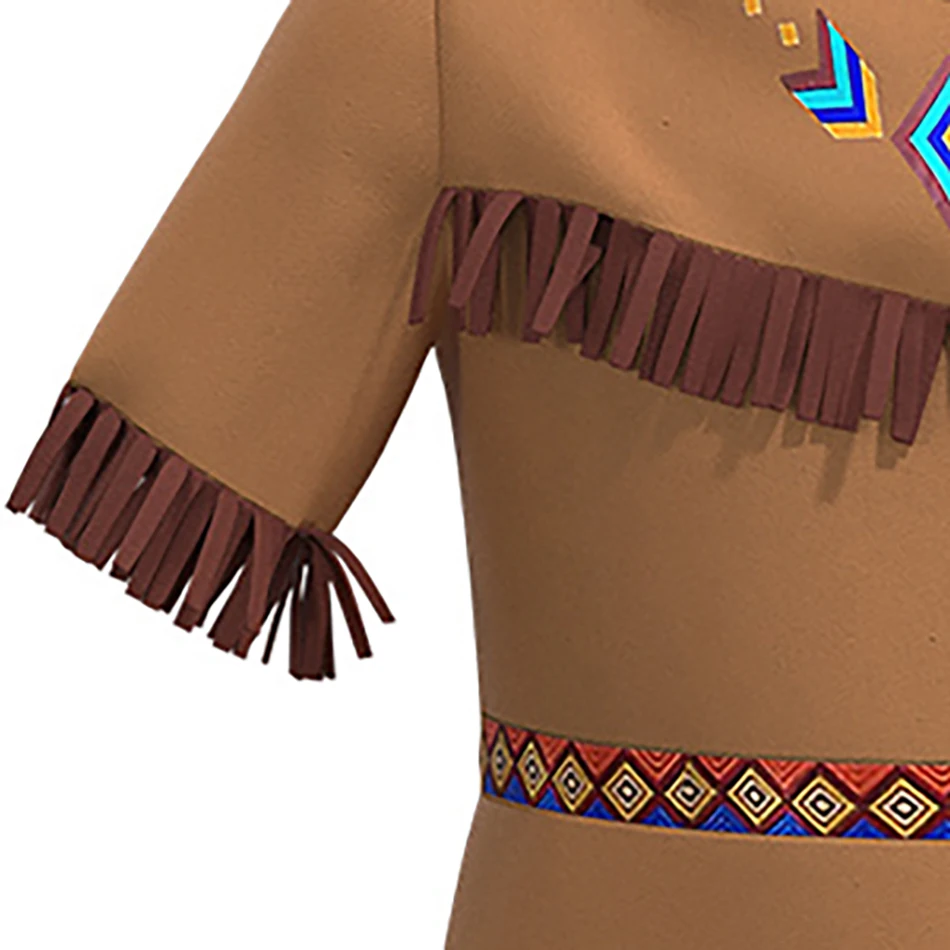 2 قطعة أزياء الهالوين الأمريكية الأصلية التأثيرية مجموعات طفل عيد الميلاد كرنفال حفلة الأشخاص الأصليين فستان الفتيات الملابس