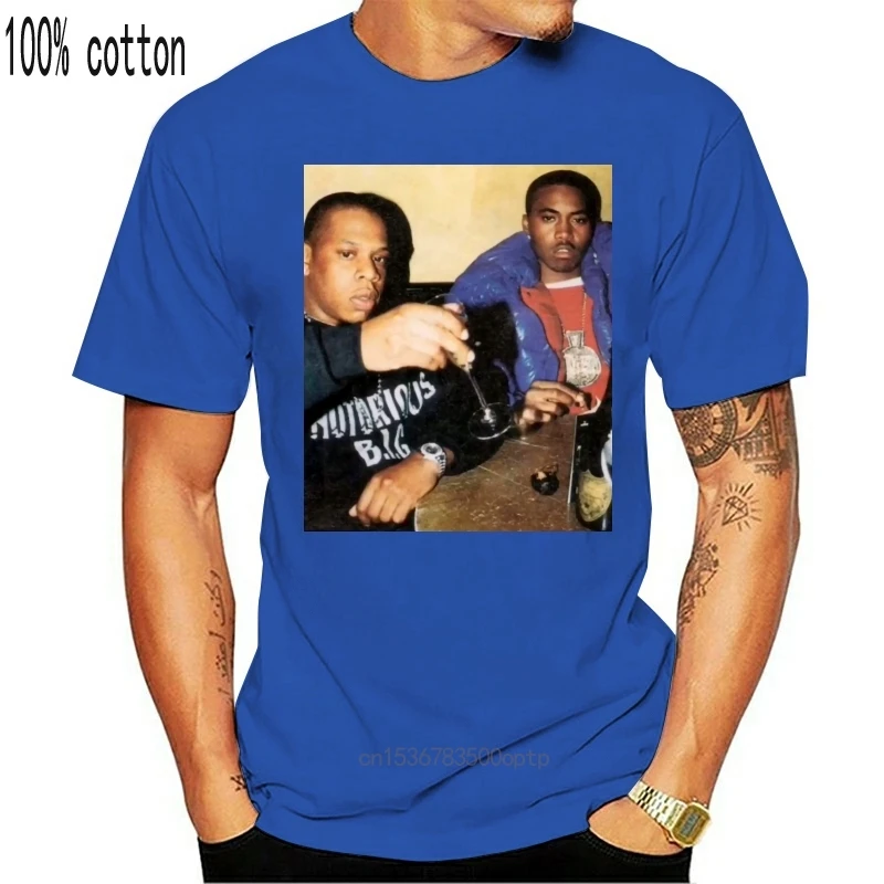 Camiseta personalizada jay-z & Nas para hombres, camisa de Hip-Hop, King of NY, mediana, 100% algodón, Venta barata