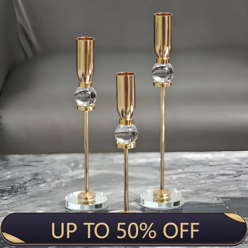 Simple Elegant Candle Holders Crystal Creativity Candlestick Restaurant Aesthetic Centerpieces Home Decoration Candleholder