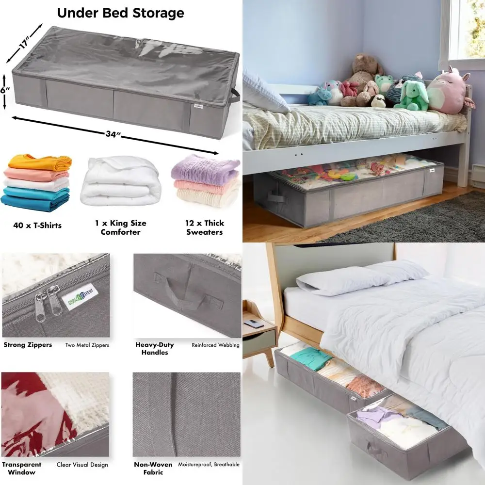 

Эффективное решение для экономии места: серый набор из 4 предметов для хранения под кроватью и в шкафах, для одежды, игрушек и многого другого