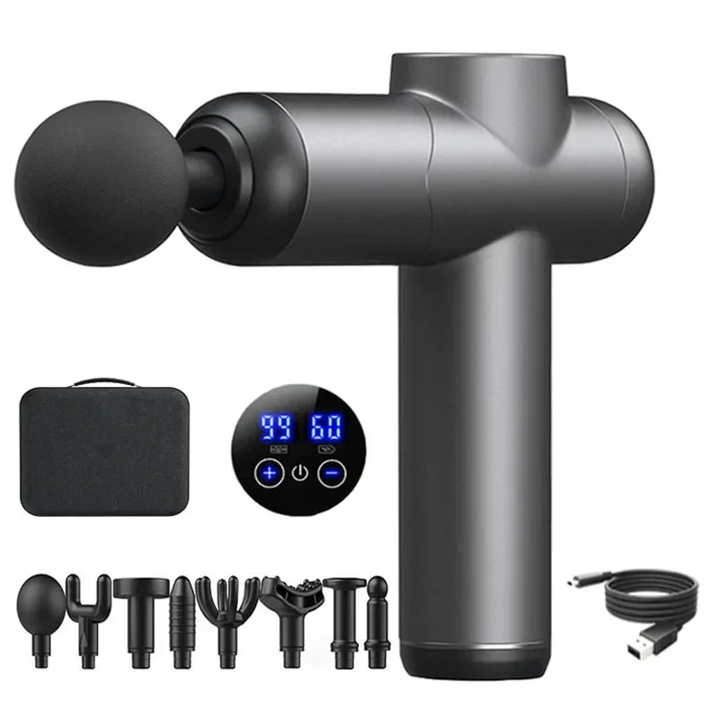 

ad Professional Smart Massage Gun Body Neck Back Muscle Relaxer Electric LED Display 8Kinds of Massage Head Fascia Gun