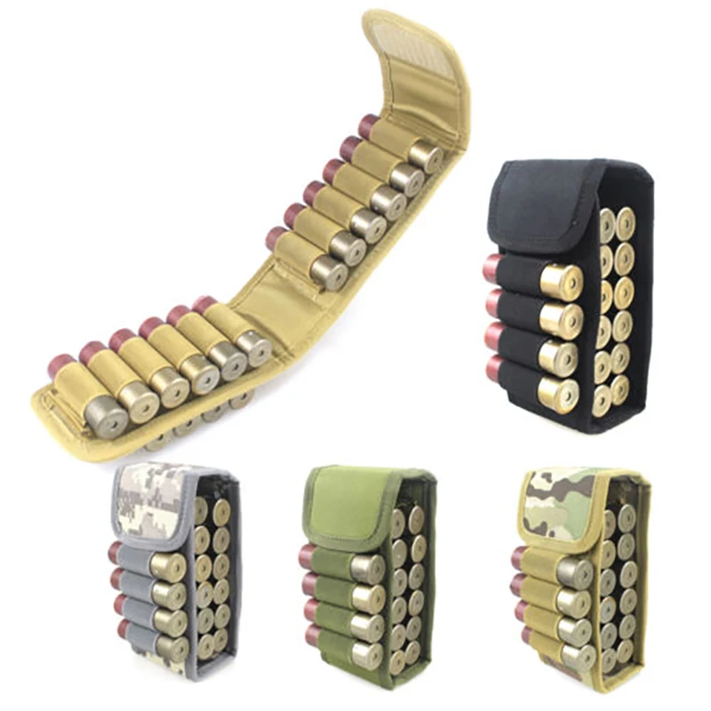 Tactical Airsoft Molle Magazine Pouch 16 Round 12 Gauge Ammo Shells Holder Bag Ammo Holder Bullets Shells Bag Tactical Pouch