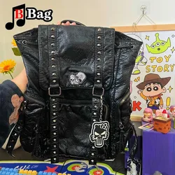 Y2K donna ragazza Punk rivetto borse a tracolla Vintage PU zaino in pelle totes zaini femminili di grande capacità borse zainetto