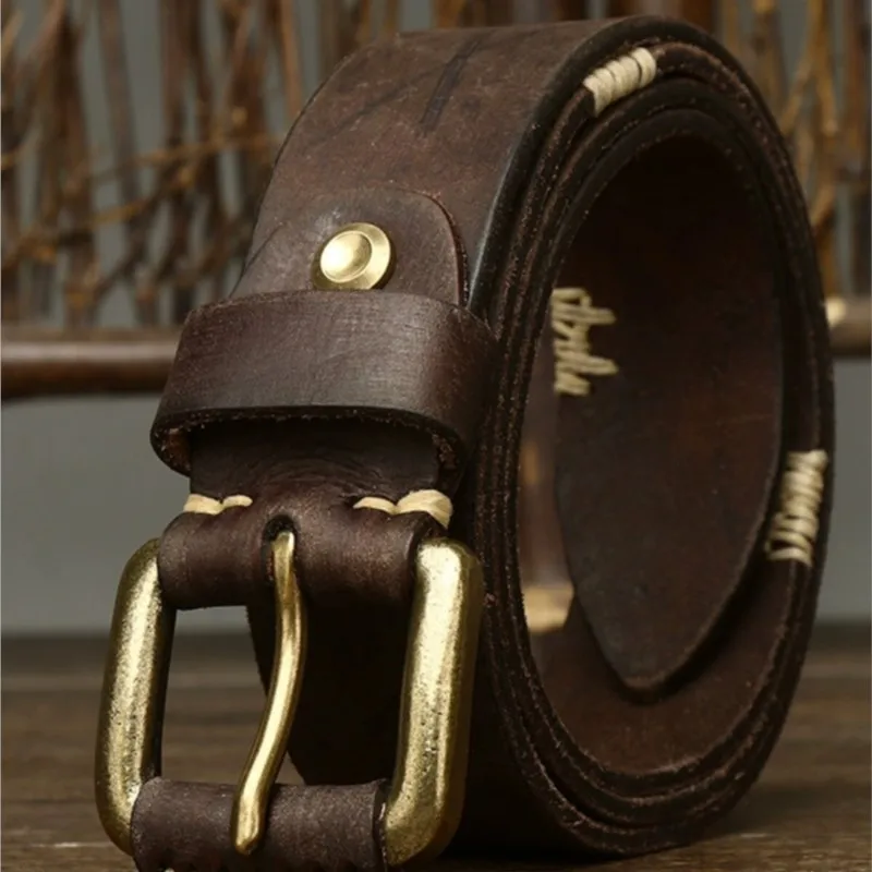 New handcrafted top-grain cowskin belt men's leather pin