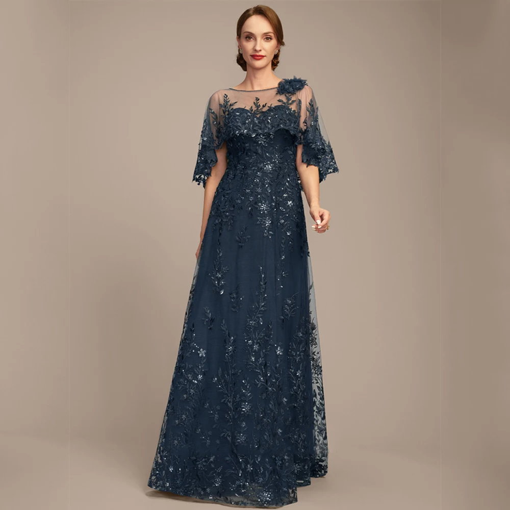 

Fashion Three Quarter Mother of Bride Dresses with Lace Three Quarter Wedding Party Dresses 2025 Summer Vestidos De Noche