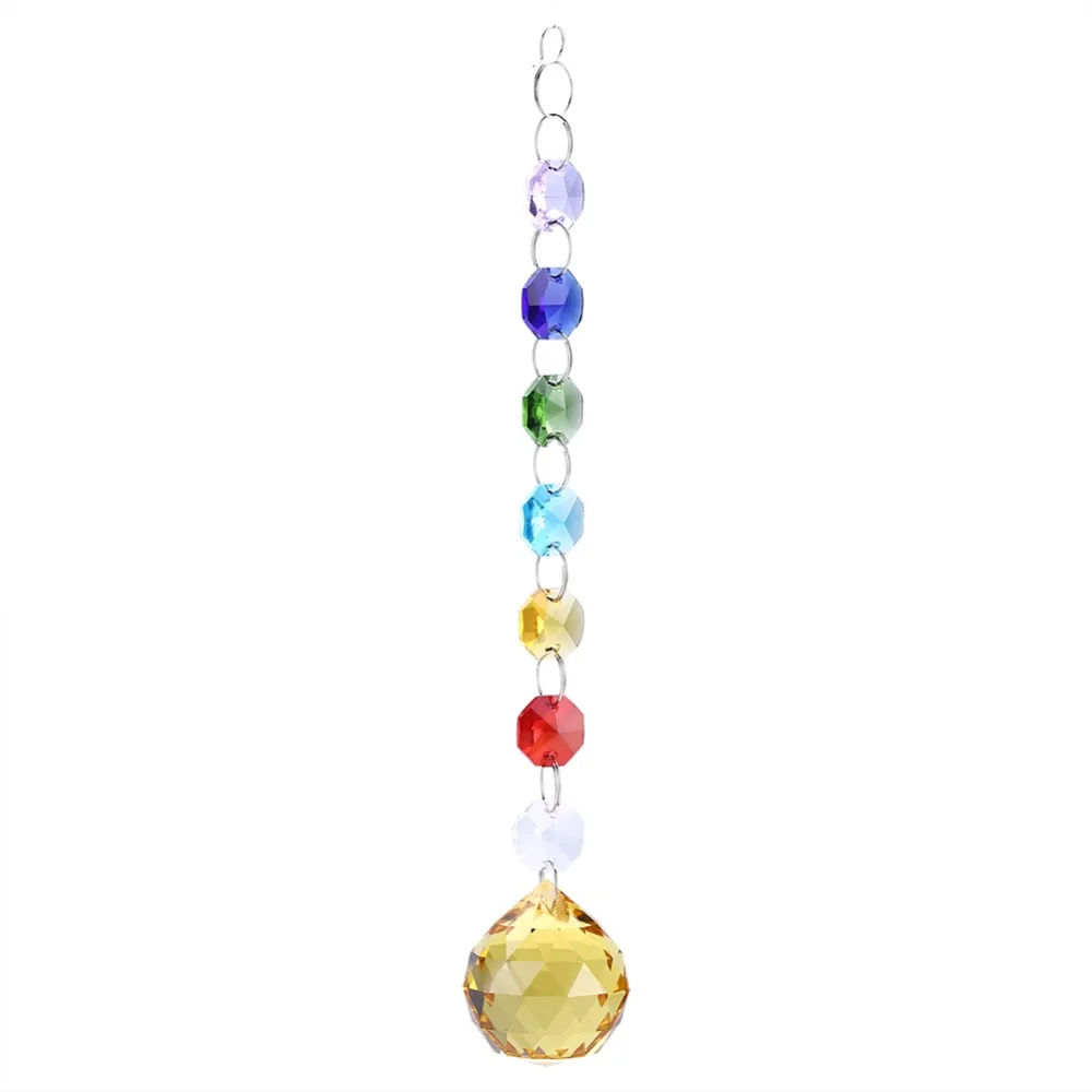 Colorful Crystal Rainbow Suncatcher Yellow Color Handmade Prisms Crystal Prism Chandelier Hanging Decor