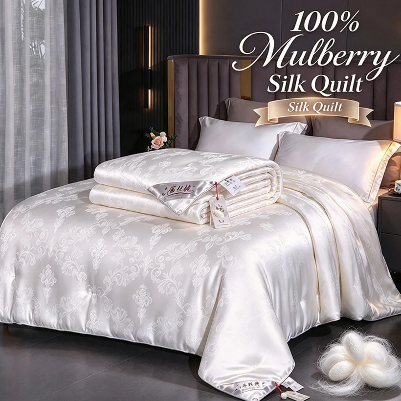 100% Mulberry Silk Quilt Handmade Silk Quilt Winter Warm Comforter Spring Autumn Blanket Single Double Queen King Size Duvet